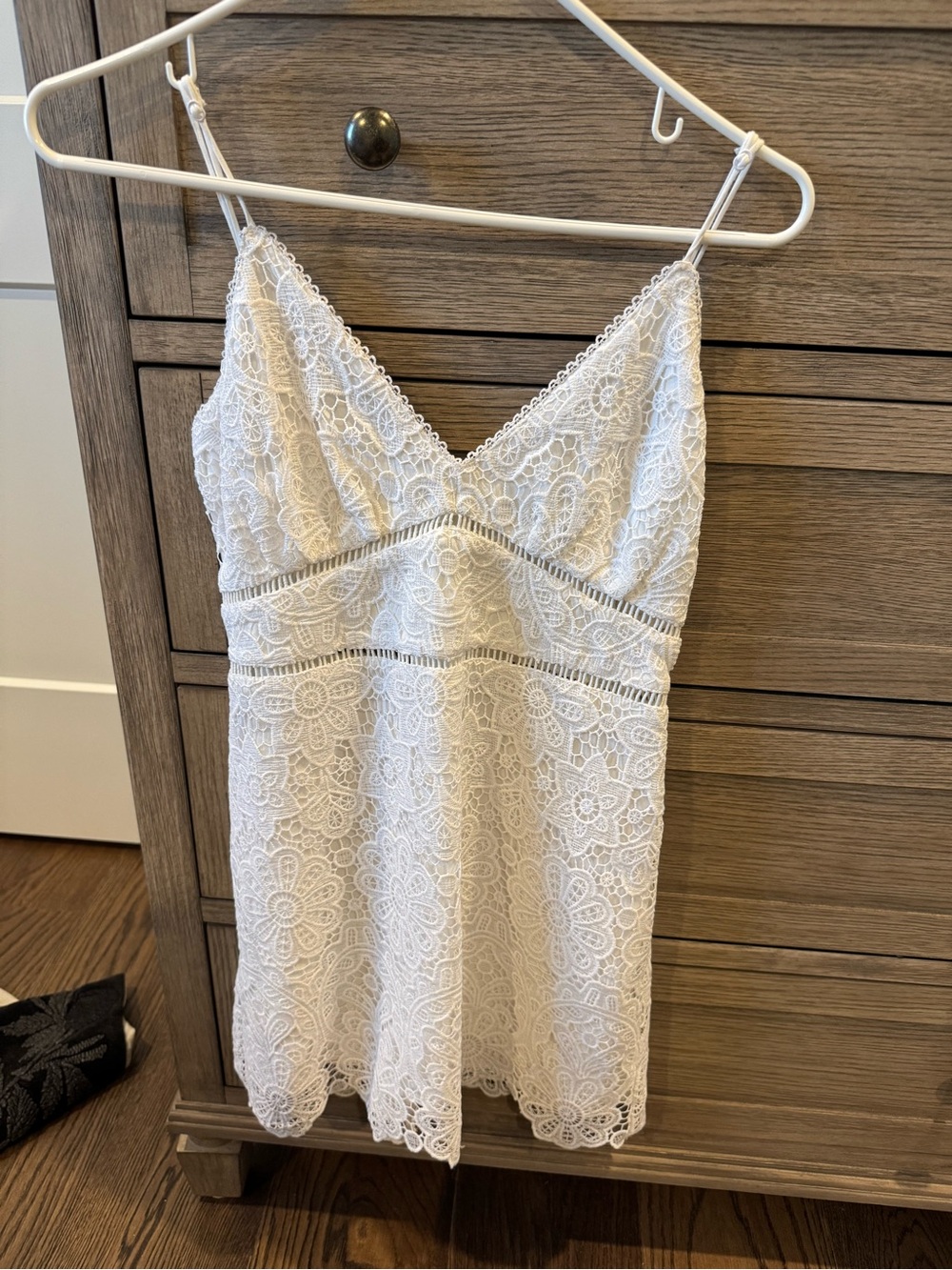 Abercrombie & Fitch White Lace Chemise with Floral Trim